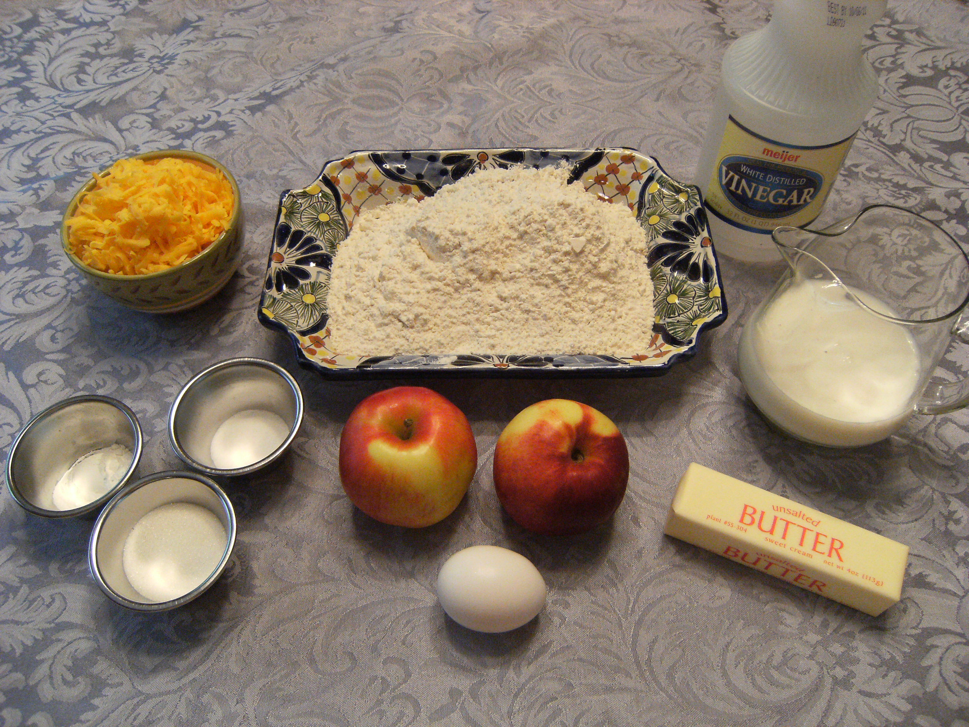 Ingredients needed to make cheddar-apple scones - get the recipe from comfortablydomestic.com