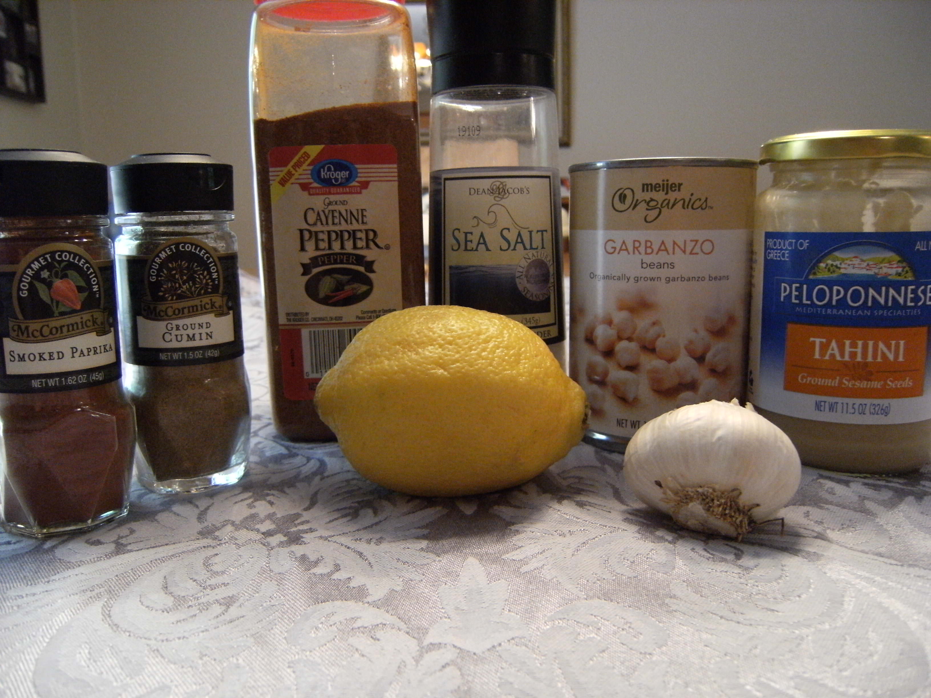 ingredients needed to make Mediterranean hummus