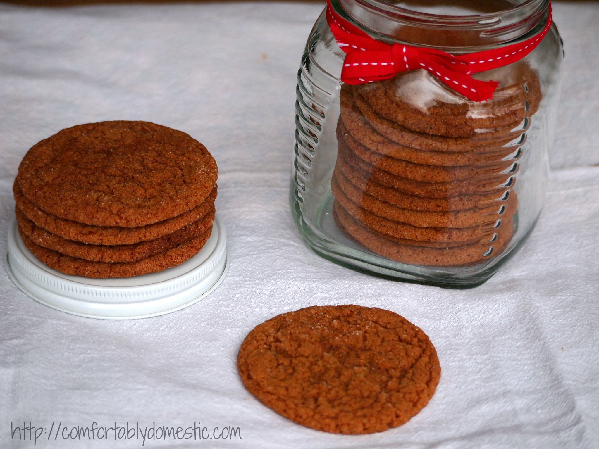 Old Fashioned Gingersnap Cookies Recipe via ComfortablyDomestic.com - Crisp ginger and molasses cookies, just like Grandma used to make. 