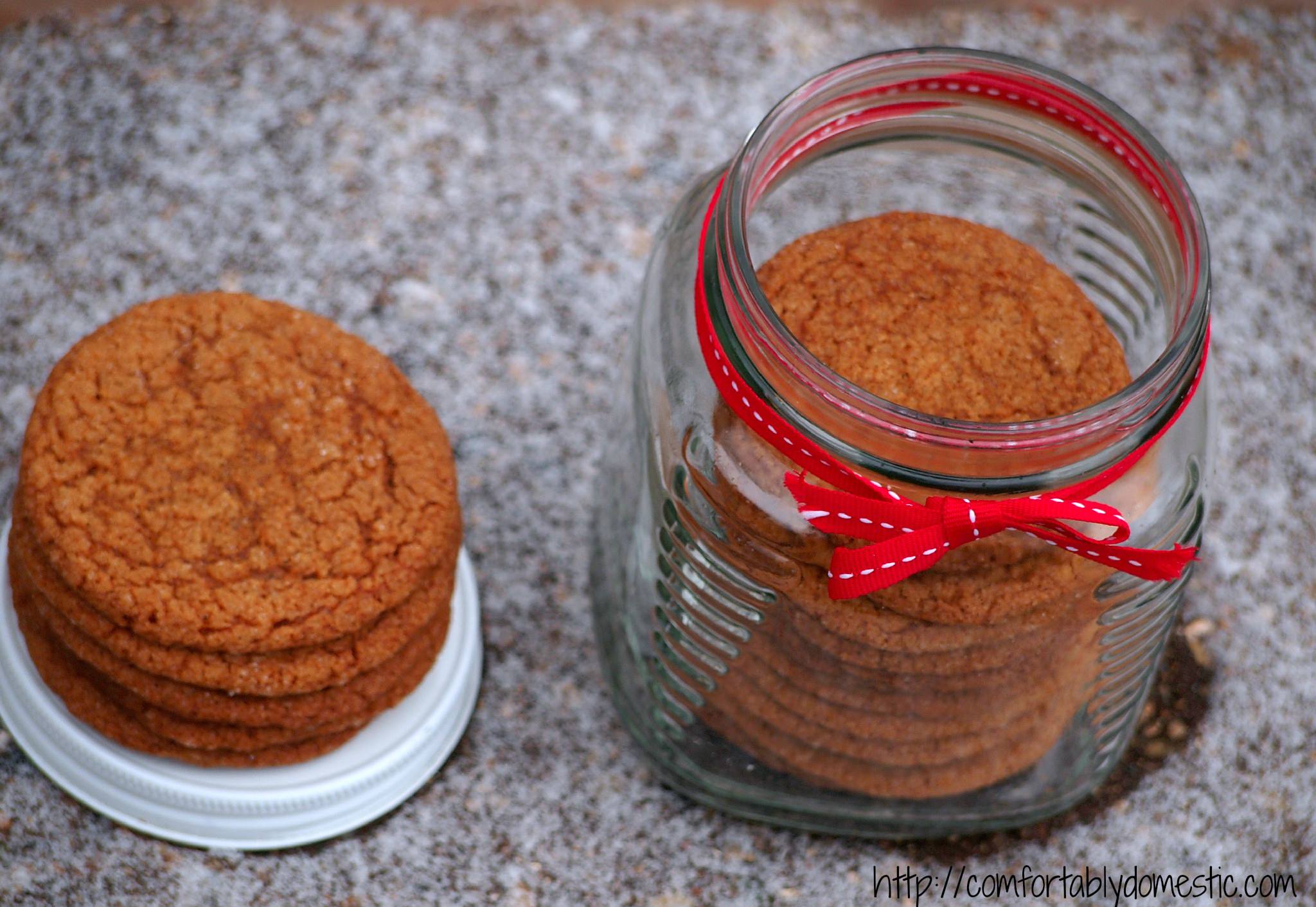 Old Fashioned Gingersnap Cookies Recipe via ComfortablyDomestic.com - Crisp ginger and molasses cookies, just like Grandma used to make. 