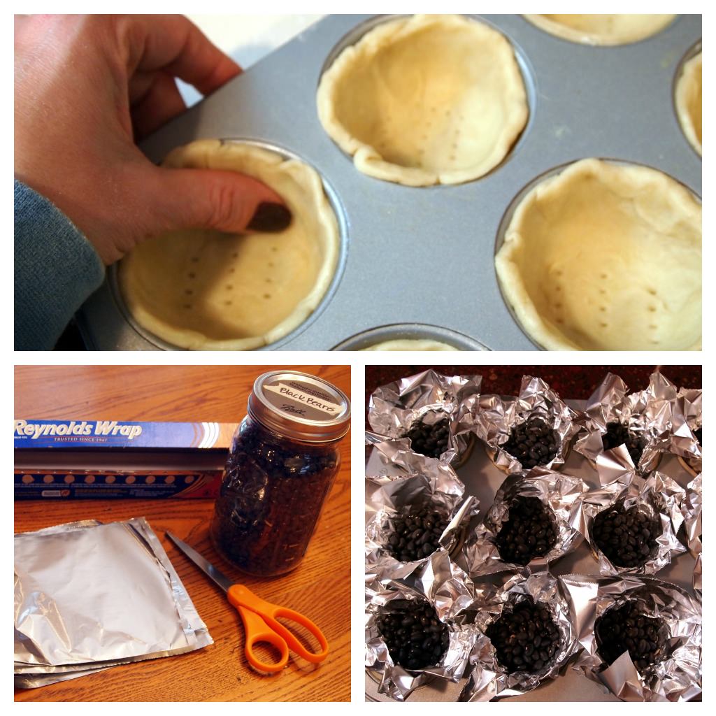 prepping pie shells for blind baking