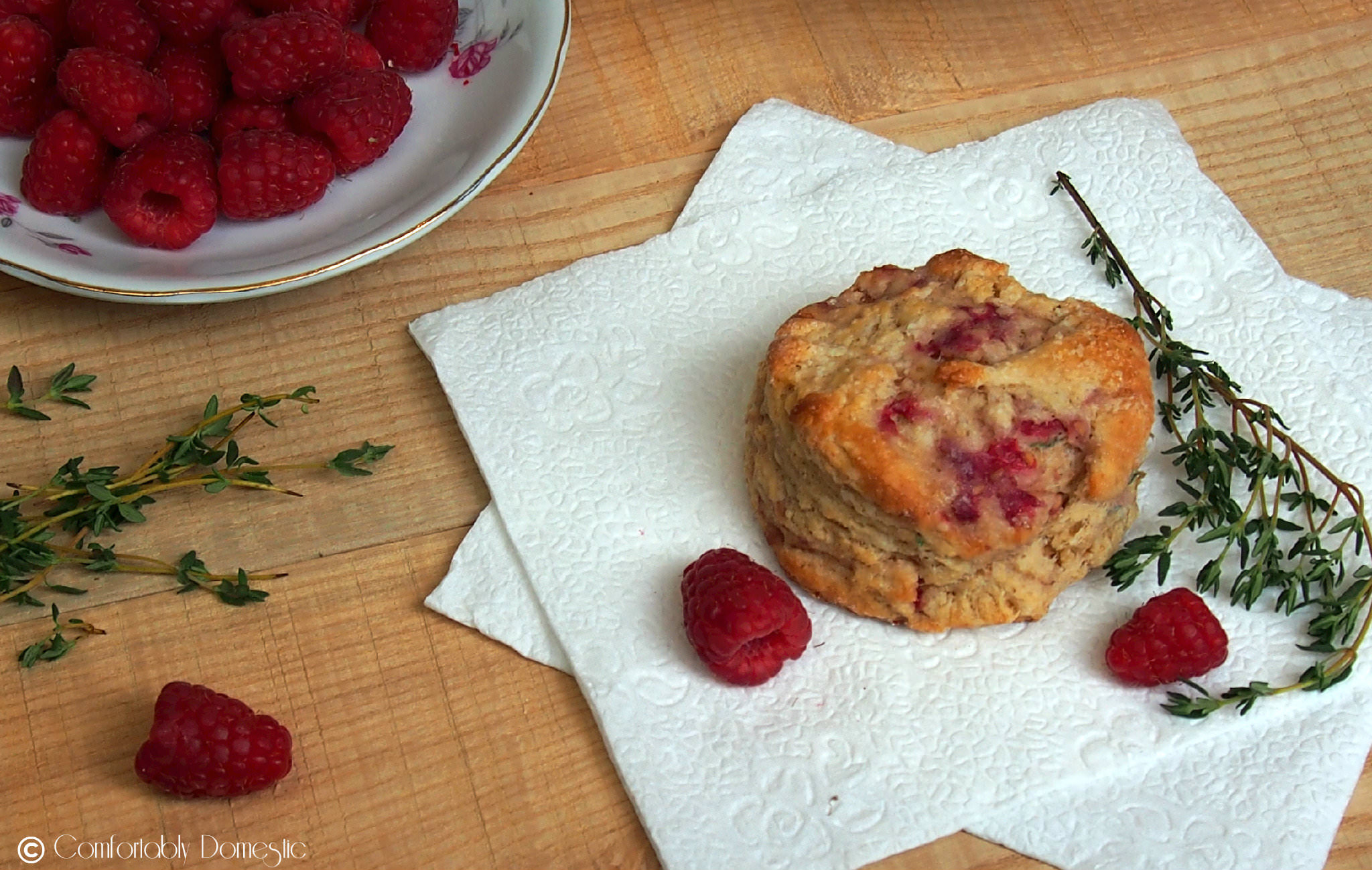 Raspberry Thyme, & Goat Cheese Biscuits | ComfortablyDomestic.com
