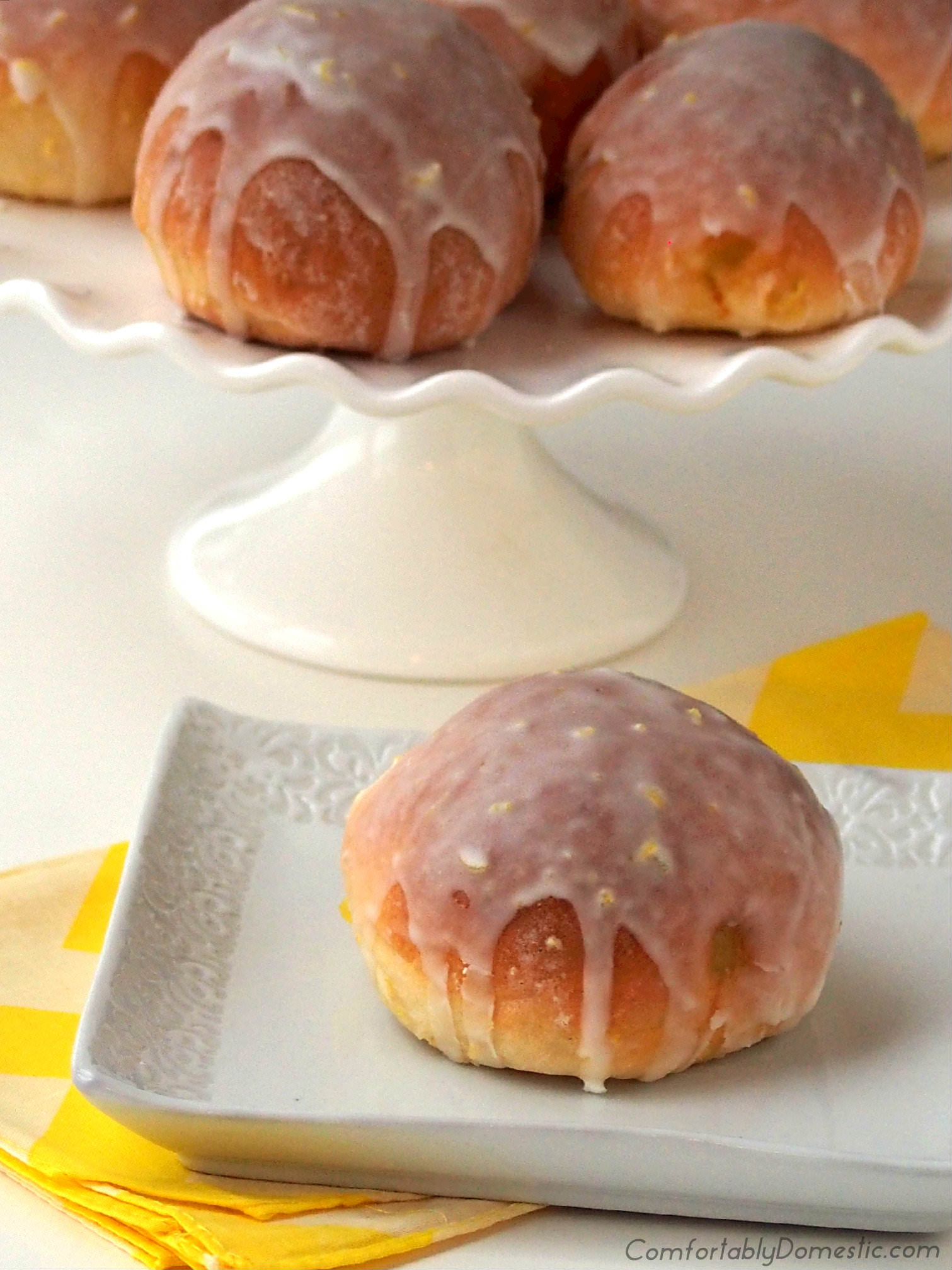 Baked Lemon Custard Doughnuts {Lemon Paczki} are a lighter version of traditional paczki. | ComfortablyDomestic.com
