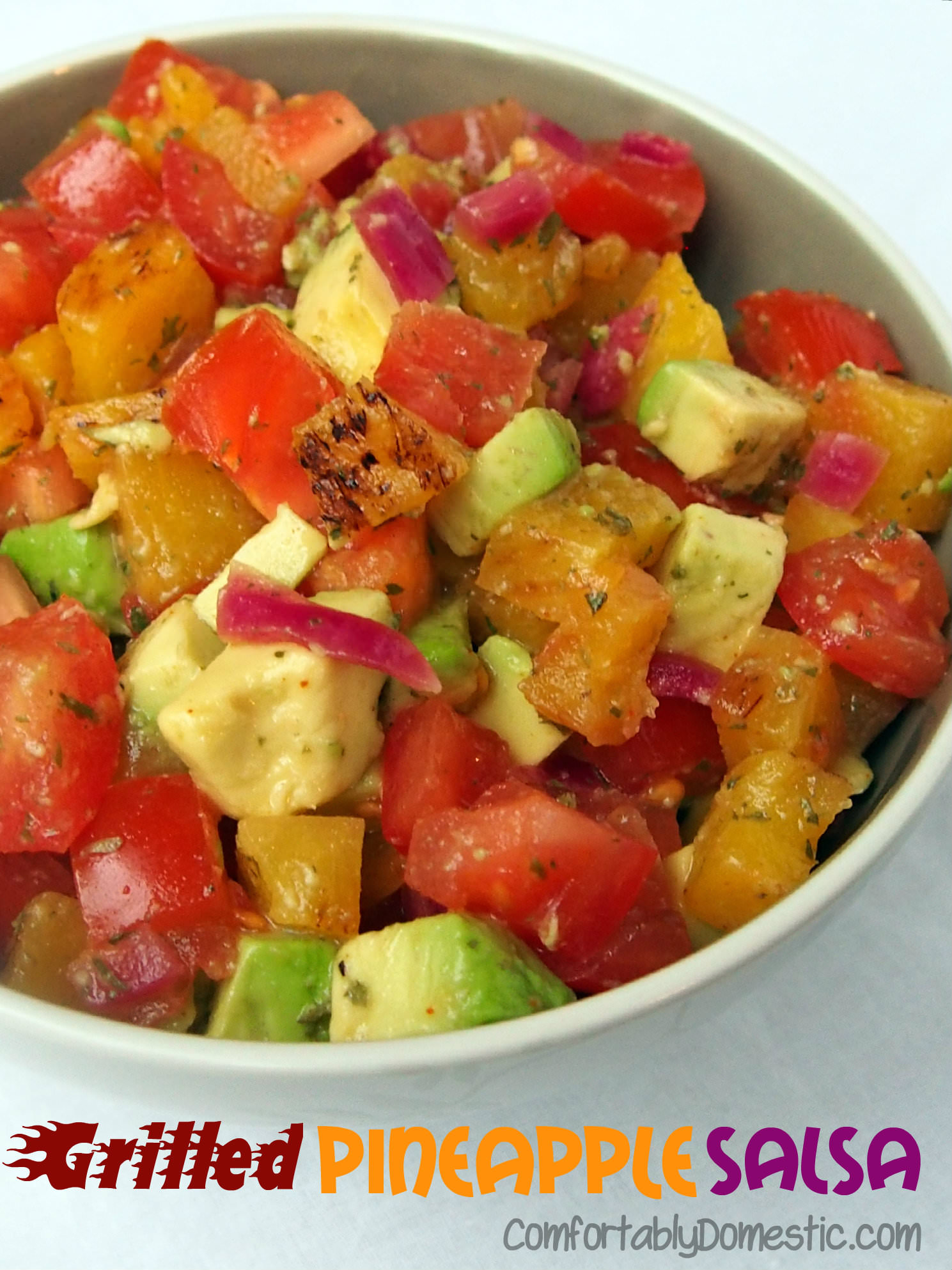 Comfortably Domestic's Grilled Pineapple Avocado Salsa | grilling | salsa |