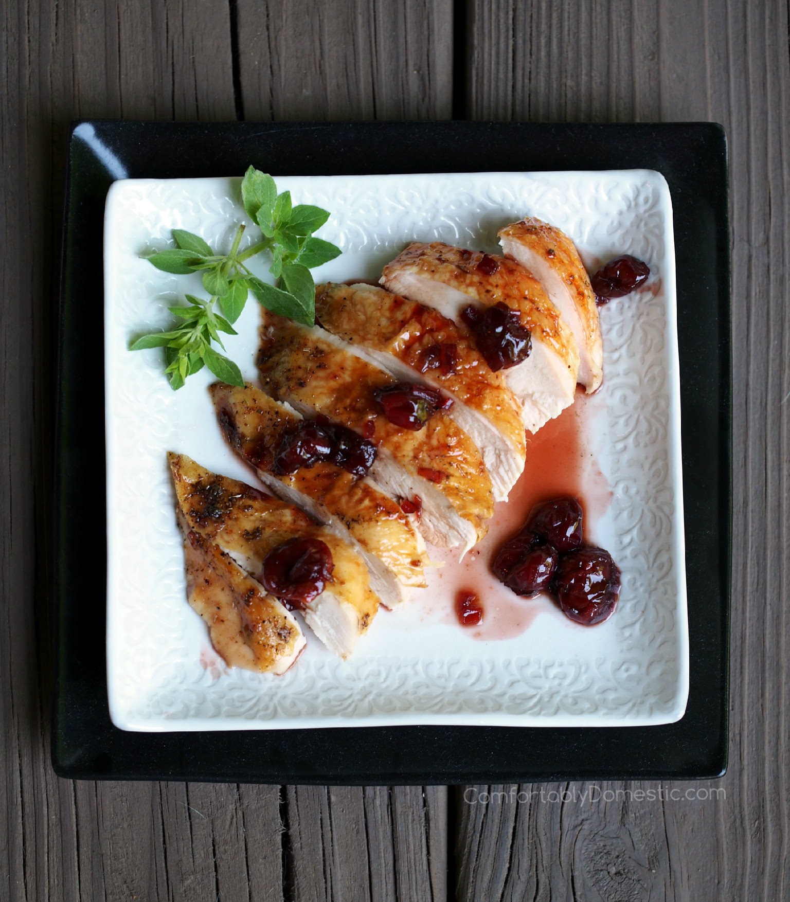 Easy-Roast-Chicken-with-Tart-Cherry-Balsamic-Glaze | ComfortablyDomestic.com